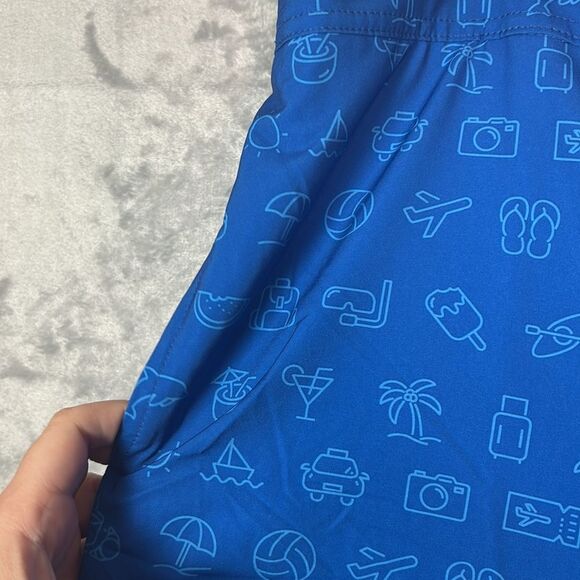 NWT New Bud Light Blue Swim Summer Board Trunks Shorts with Pockets Large - Picture 9 of 10